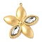 304 Stainless Steel Pendants, with Rhinestone, Flower Charms, Real 18K Gold Plated, Crystal, 30x29x3.5mm, Hole: 1.5mm