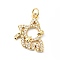 Rack Plating Brass Micro Pave Clear Cubic Zirconia Pendants, with Jump Rings, Cadmium Free & Lead Free, Cat, Real 18K Gold Plated, 20x15.5x3mm, Hole: 3.5mm