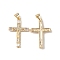 Rack Plating Brass Micro Pave Cubic Zirconia Pendants, Lead Free & Cadmium Free, Long-Lasting Plated, Crucifix Cross Charm, Religion, Real 18K Gold Plated, 27x18x3mm, Hole: 3.5x4.5mm