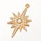 Brass Micro Pave Cubic Zirconia Pendants, Star, Golden, 33x18x3mm, Hole: 1.5mm