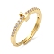 Rack Plating Brass Clear Cubic Zirconia Number 1 Adjustable Rings for Women, Cadmium Free & Lead Free, Long-Lasting Plated, Real 18K Gold Plated, 5.1x2.9mm, US Size 8(18.1mm)