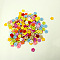 Fashionable Plum Blossom Shape Buttons With Assorted Colors, ABS Plastic Button, Mixed Color, 15mm, Hole: 2mm, about 400pcs/bag