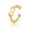 Rectangle Cubic Zirconia Cuff Earrings, Golden 925 Sterling Silver Non Piercing Earrings, Clear, Surface: 5x2mm
