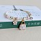Cute Cartoon Alloy Enamel Multi-strand Charm Bracelets, Adjustable Wax Cord Handmade Porcelain Beads Jewlery for Girls, Bag, 5-7/8 inch(15cm)