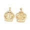 Brass Micro Pave Cubic Zirconia Pendants, Cadmium Free & Lead Free, Crown with Virgin Mary & Rose Charms, Golden, 28x20x3mm, Hole: 5x3mm
