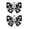 Alloy Rhinestone Pendants, with Black Enamel, Bowknot Charms, Platinum, 14x18.5x4mm, Hole: 1.6mm