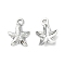 Non-Tarnish 304 Stainless Steel Charms, Starfish Charms, Stainless Steel Color, 13.5x10x2.3mm, Hole: 1.5mm