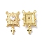 Rack Plating Brass Micro Pave Clear Cubic Zirconia Pendants, Lead Free & Cadmium Free, Rectangle with Cross Charm, Real 18K Gold Plated, 22x13x3.5mm, Hole: 1mm