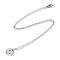 Non-Tarnish 201 Stainless Steel Initial Pendants Necklaces, with Cable Chains, Flat Round with Letter, Stainless Steel Color, Letter.C, 16.3 inch(40cm), 1mm