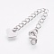 Brass Chain Extender, with Lobster Claw Clasps, Cadmium Free & Nickel Free & Lead Free, Long-Lasting Plated, Heart, Platinum, 67x3mm, Hole: 2.5mm, Clasps: 10x6x3mm
