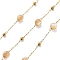 Natural Shell & 304 Stainless Steel Beads Link Chains, with 316 Stainless Steel Chains, Ion Plating(IP), Soldered, Round, with Spool, 4.5mm