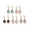Glass Leverback Earring, with Brass Finding, Heart, Mixed Color, 46.5x15mm