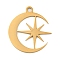 Ion Plating(IP) 304 Stainless Steel Pendants, Laser Cut, Golden, Flat Round Charm, Star, 25.5x22.5x1mm, Hole: 2.5mm