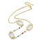 Faceted Rectangle Glass Beads Bib Necklaces, Brass Chain Neckalces, Golden, 16.54 inch(42cm)