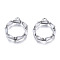 Brass Inlaid Clear Cubic Zirconia Pendants, Cadmium Free & Nickel Free & Lead Free, Ring, Platinum, 16x14x3mm, Hole: 1.4mm