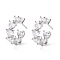 Clear Cubic Zirconia Open Hoop Earring, Half Hoop Earrings, C-shape Stud Earrings, Cadmium Free & Lead Free, Platinum, 16.5x4.5mm, Pin: 0.9mm