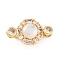 Brass Micro Pave Clear Cubic Zirconia Box Clasps, Cadmium Free & Nickel Free & Lead Free, with Resin, Flat Round, Real 18K Gold Plated, 21.5x12x9mm