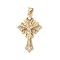 Brass Micro Pave Cubic Zirconia Pendants, Cadmium Free & Nickel Free & Lead Free, Cross, Real 18K Gold Plated, 32.5x19x5mm, Hole: 5x3.5mm