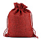 Linenette Drawstring Bags, Rectangle, FireBrick, 14x10cm