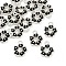 Alloy Enamel with Crystal Rhinestone Charms, Flower, Platinum, Black, 12x10x3.5mm, Hole: 1.2mm