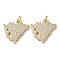 Rack Plating Brass Micro Pave Cubic Zirconia Pendants, with Jump Ring, Cadmium Free & Lead Free, Map, Real 18K Gold Plated, Clear, 17x19x2mm