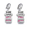 Rack Plating Alloy Enamel European Dangle Charms, Large Hole Pendants, Cadmium Free & Nickel Free & Lead Free, Platinum, Handbag, Camellia, 24mm, Hole: 5mm, Handbag: 13x9x5.5mm
