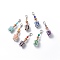 7 Chakra Tumbled Gemstone Chips Filling Wishing Bottle Pendant Decorations, Reiki Energy Stone Lobster Clasp Charms, 58mm, 7pcs/set
