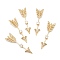 Brass Micro Pave Clear Cubic Zirconia Pendants, Long-Lasting Plated, Arrow, Real 18K Gold Plated, 48x13x4mm, Hole: 1.5mm
