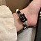 Wood and Glass Beaded Bracelets, Resin Cat Shape Stretch Bracelets for Men  Women, Coconut Brown, Inner Diameter: 2-3/8 inch(6cm)