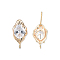Brass Stud Earring Findings, with Clear Cubic Zirconia & Vertical Loops, Cadmium Free & Nickel Free & Lead Free, Twist Oval, Real 18K Gold Plated, 17x8.5mm, Hole: 1.8mm, Pin: 0.7mm