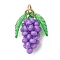 Glass Seed Beaded Grape Pendants, with Real 18K Gold Plated 304 Stainless Steel Open Jump Ring, Blue Violet, 20.5x14.5x8.5mm, Hole: 3mm