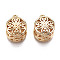 Brass Pendants, Hollow, Nickel Free, Column, Real 18K Gold Plated, 15x11mm, Hole: 1.8mm