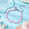 Handmade Glass Seed Beaded Bracelets for Women, with Alloy Shell Shape Charm, Pearl Pink, 6-7/8 inch(17.6cm)