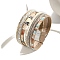 Braided Imitation Leather Crod Multi-strand Bracelets for Women, Rhinestone Beads Bracelets with Magnetic Clasps, White, 7-5/8 inch(19.5cm)