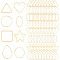 80Pcs 8 Styles Brass Linking Rings, Star & Round Ring & Teardrop & Triangle & Square & Heart & Oval & Hexagon, Golden, 17.5~30x16~21.5x0.8~1mm, 10pcs/style