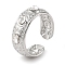 304 Stainless Steel Rhinestone Cuff Rings for Women, Stainless Steel Color, 7mm