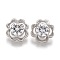 Brass Micro Pave Clear Cubic Zirconia Shank Buttons, Flower, Platinum, 14x8mm, Hole: 1.4mm