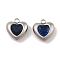 304 Stainless Steel Micro Pave Cubic Zirconia Charms, Platinum, Heart, Blue, 10.5x10x5mm, Hole: 1.4mm