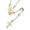 304 Stainless Steel Rosary Bead Necklaces, with Cross Pendant and Lobster Claw Clasps, Golden, 20.7 inch(52.5cm)