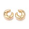 Brass Stud Earrings, C-Shaped, Nickel Free, Real 18K Gold Plated, 22x22mm