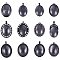 DIY Pendant Making, with Electroplate Alloy Big Pendant Cabochon Settings and Clear Glass Cabochons, Oval, Black, Pendant: Tray: 40x30mm, 50~61x32~47x2~3mm, Hole: 3~7mm, Cabochon: 40x30x8mm, 24pcs/set