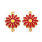 304 Stainless Steel Enamel Links Connectors, Ion Plating(IP), Golden, Flower, FireBrick, 21x15.5x2mm, Hole: 1.4mm