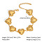Stainless Steel Link Bracelets for Women, Real 18K Gold Plated, Heart, 7-1/2 inch(19cm)