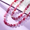 Natural Dyed Malaysia Jade Tumble Stone Nuggets Beaded Long Necklaces for Women, Cerise, 46.85 inch(119cm)