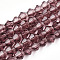 Bicone Glass Beads Strands, Faceted, Purple, 4x4mm, Hole: 1mm, about 80~85pcs/strand, 30~32cm