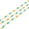 Handmade Brass Link Chains, with Faceted Glass Beads, Long-Lasting Plated, Soldered, with Spool, Flower with Enamel, Golden, Mixed Color, Link: 13x7.5x2mm, 7x3mm