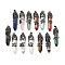 Natural & Synthetic Gemstone Big Pointed Pendants, with Antique Silver Plated Brass Findings, Mixed Dyed and Undyed, Bullets, 55~60x16mm, Hole: 5x8.5mm