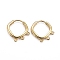 Brass Huggie Hoop Earring Findings,  with Horizontal Loop, Long-Lasting Plated, Real 18K Gold Plated, 15x15x2.5mm, Hole: 0.9mm, Pin: 0.8mm