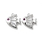 Brass Micro Pave Cubic Zirconia Charms, Cadmium Free & Nickel Free & Lead Free, with Glass, Fish, Real Platinum Plated, 12x10.5x3.5mm, Hole: 1mm