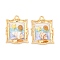 Alloy Enamel Pendants, with Glitter Powder and Shell, Cadmium Free & Nickel Free & Lead Free, Rack Plating, Rectangle with Conch & Starfish Charm, Golden, 25.5x19x6mm, Hole: 2mm